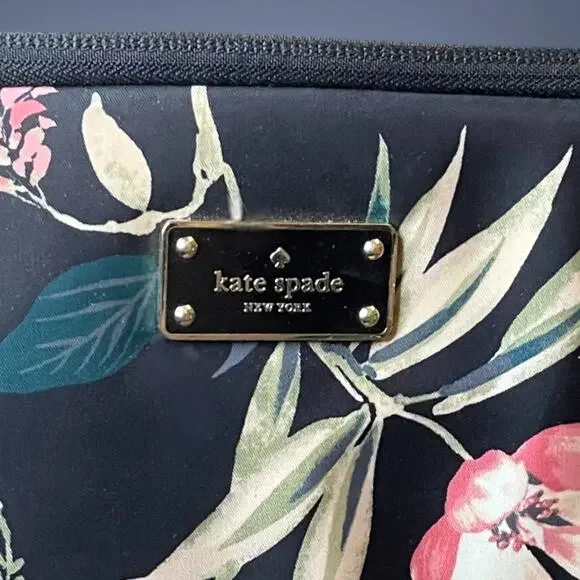 KATE SPADE Tropical Black Floral Zip Around Laptop Case Excellent Condition - Picture 2 of 7
